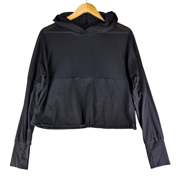 BUFFBUNNY WOMENS ESCANDALA PULLOVER BLACK DIAMOND MESH HOODED CROPTOP SIZE SMALL - Picture 1 of 13